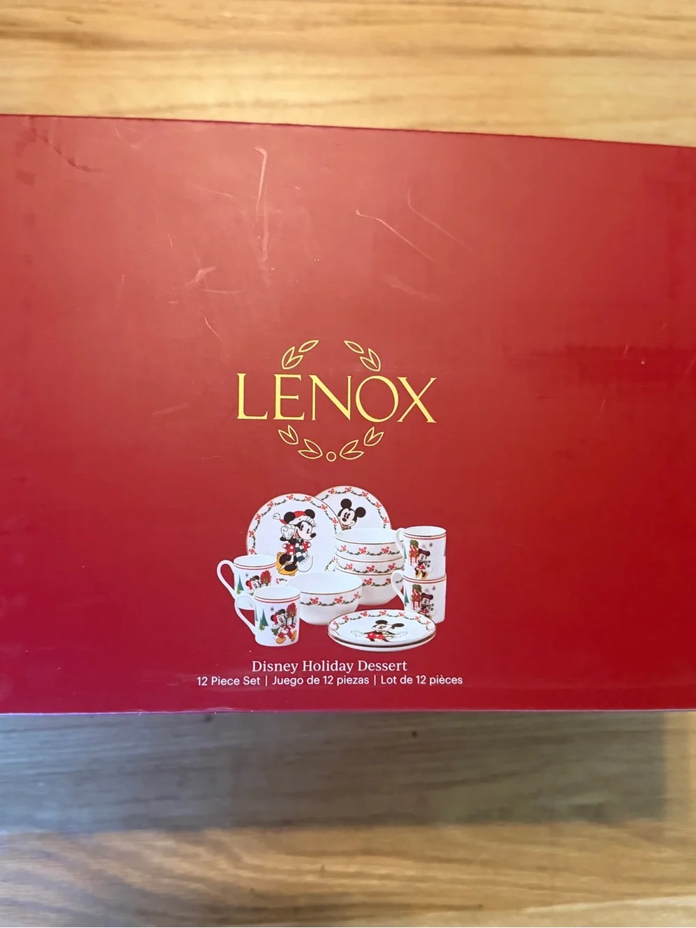 New Disney Holiday Dessert 12-Piece Set Lenox Christmas Minnie & Mickey Mouse